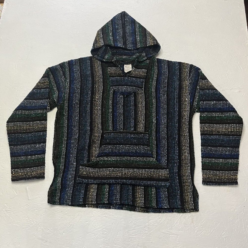 Frank's Drug Rug Surfer Baja Boho Hiking Poncho Pocket Adult Hoodie Size XL